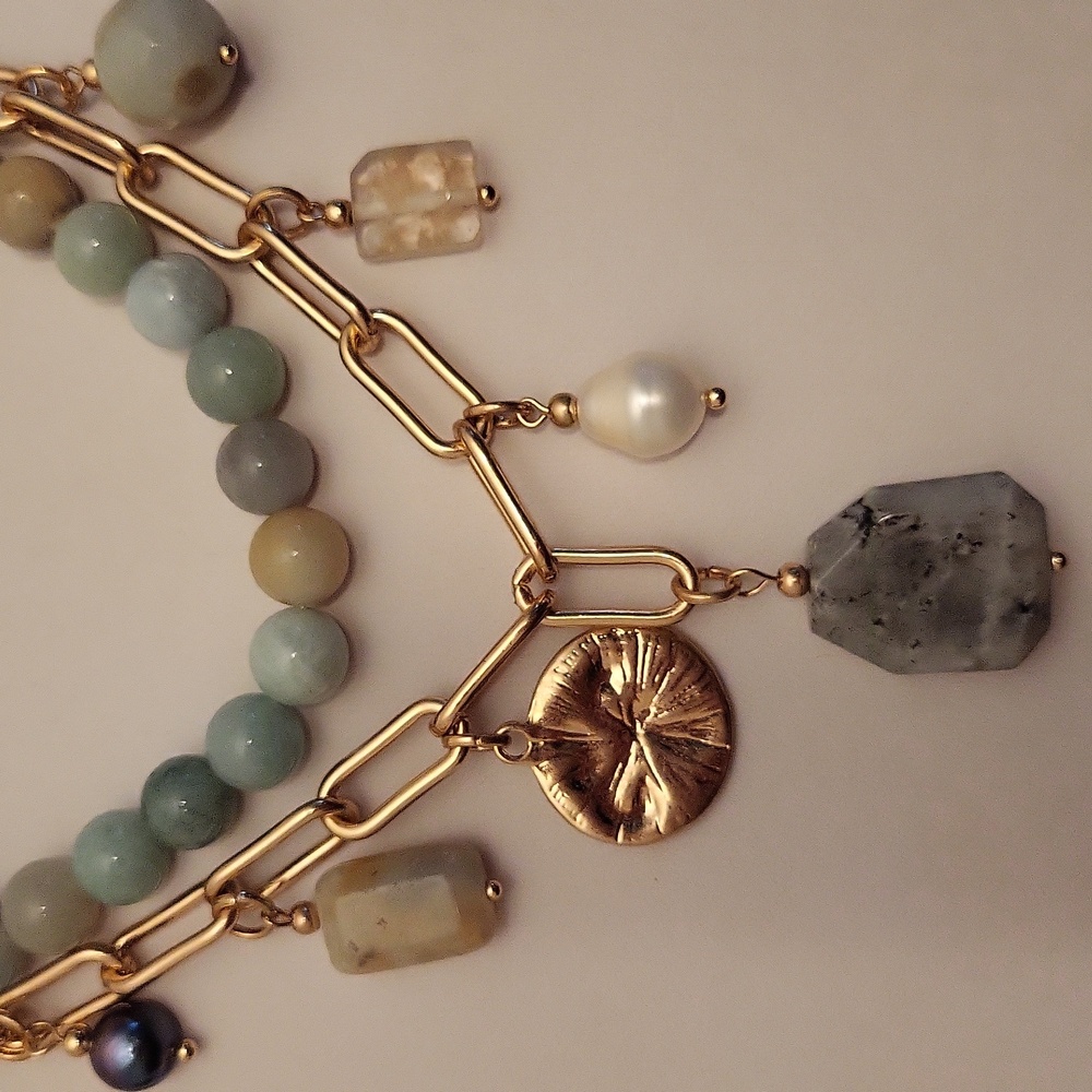 Tate & Tilly Gemstone Gold Tone Necklace - Picture 2 of 8